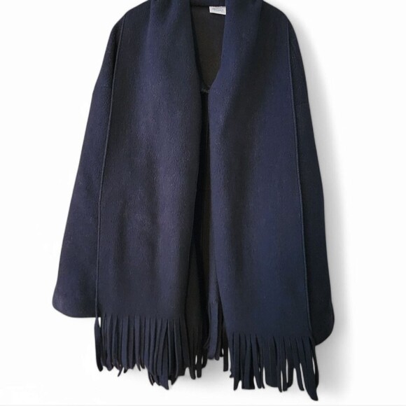 Vintage Maralyce Ferree - Portland, Maine Fleece Tassel Scarf Jacket L - Picture 2 of 8